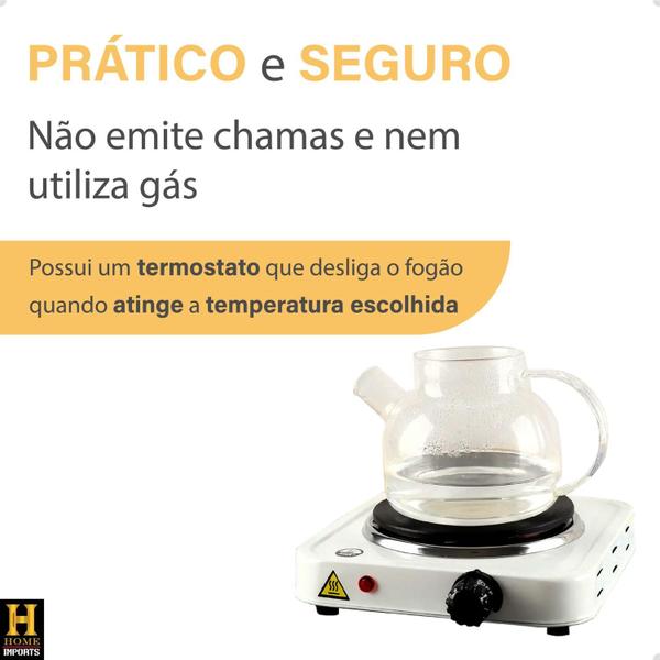 Imagem de Fogão Elétrico Portátil De Mesa Fogareiro Camping Cooktop 1 Boca 1200w Linha Premium