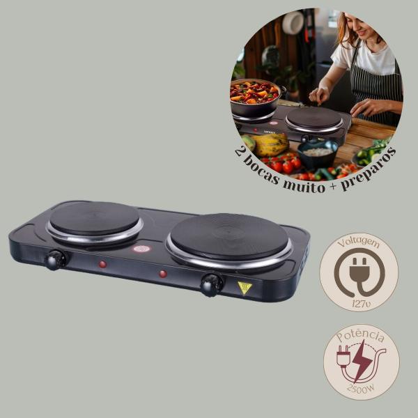 Imagem de Fogao Elétrico Portatil Lenoxx 2 Bocas Cooktop 2500w 127v