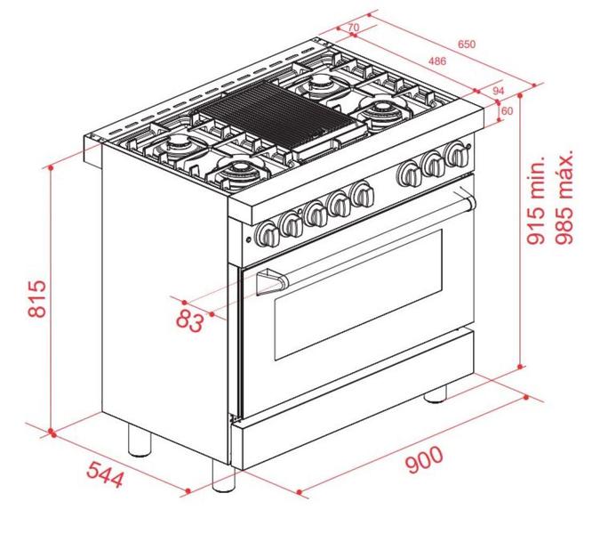 Imagem de Fogão elettromec profissional gás/gás 90cm 220v fgg-5q-90-xp-2gma