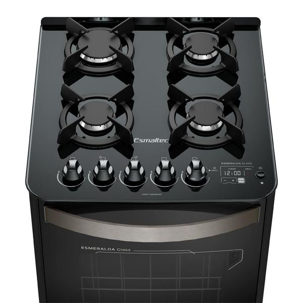 Imagem de Fogão Esmaltec Esmeralda Glass Gourmet 4 Bocas Preto com Timer Digital e Grill Elétrico