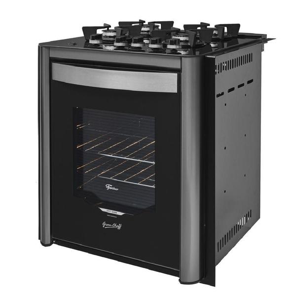 Imagem de Fogão Fischer Gran Cheff De Embutir 4 Bocas Silver Mesa De Vidro Preto 220V