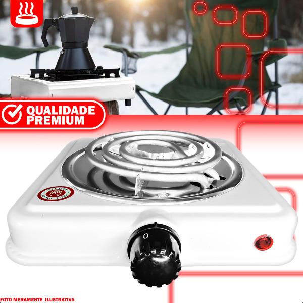 Imagem de Fogão Fogareiro 127V Elétrico 1 Boca Portátil Pratico Espiral Camping Lazer 1000W