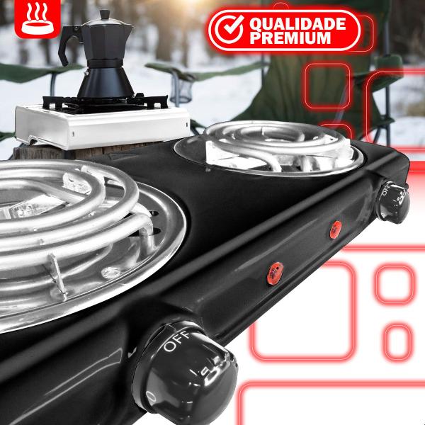 Imagem de Fogão Fogareiro Elétrico Cooktop Potência 2 Bocas 2000W 220V - StarTools