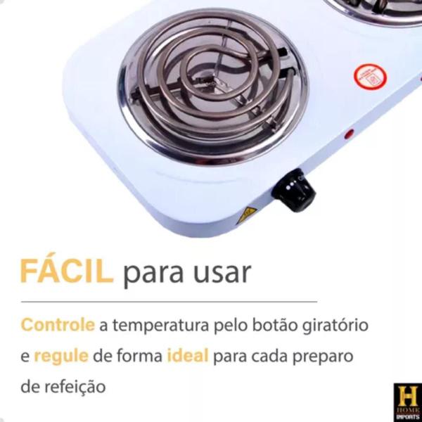 Imagem de Fogão Fogareiro Elétrico Portátil 2 Bocas 2000w Potente Pratico Camping Espiral