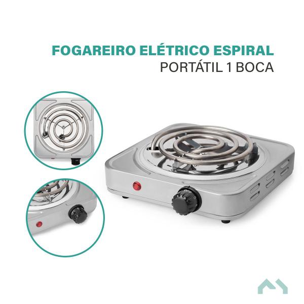 Imagem de Fogão Fogareiro Elétrico Portátil Camping Mesa Inox 1 Boca