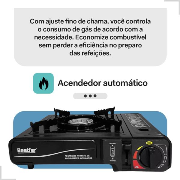 Imagem de Fogão Fogareiro Frontier Camping Flex Gás Acendedor Portátil Automático Alta Pressão Maleta