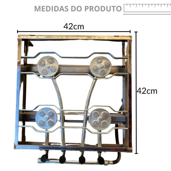 Imagem de Fogão fogareiro inox camping 4bocas portatil compacto gás