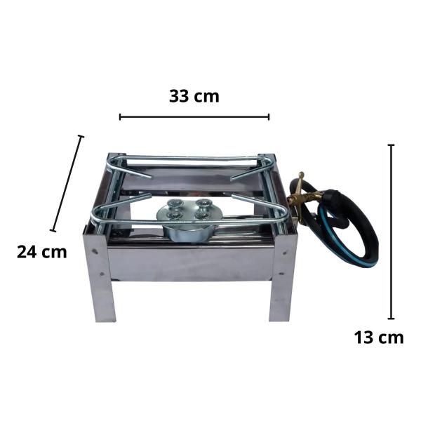 Imagem de Fogão Fogareiro Portátil Inox Alta Pressão 1 Boca + Kit Gás Incluso