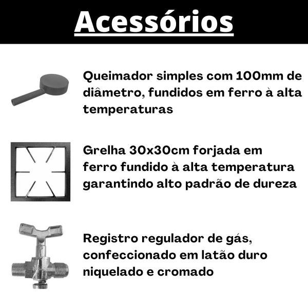 Imagem de Fogão Industrial 1 Boca QS 30x30cm Baixa Pressão de Piso P7