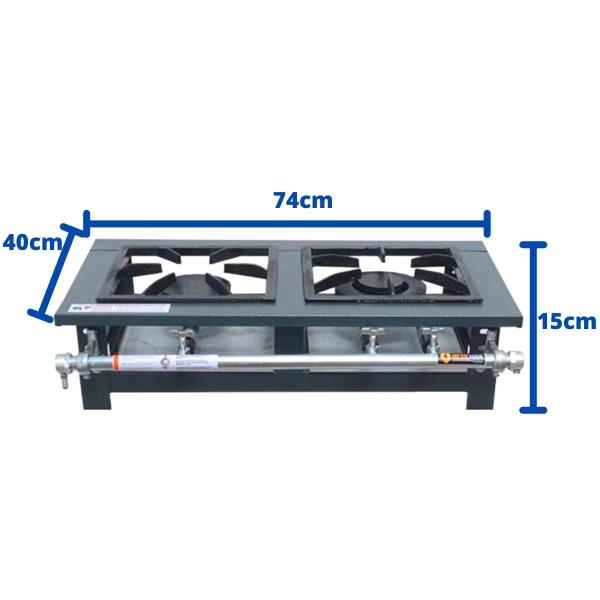 Imagem de Fogão Industrial 2 Bocas 1QS 1QD Baixa Pressão P5 de Mesa Metalfour