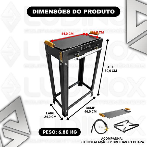 Imagem de Fogão Industrial 2 Bocas 20x20 Alta Pressão Jr Com Chapa + kit gás