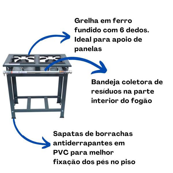 Fogão Industrial 2 Bocas 2QS Baixa Pressão P5 de Piso Metalfour Imagem de Fogão Industrial 2 Bocas 2QS Baixa Pressão P5 de Piso Metalfour