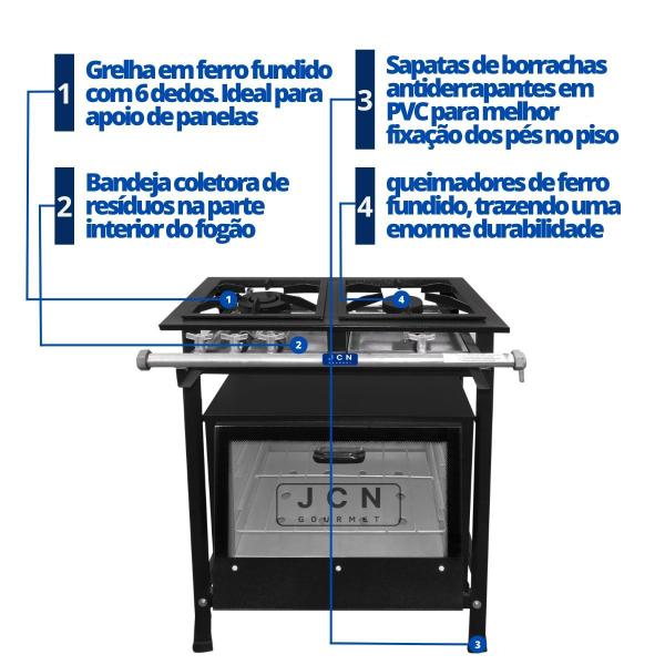 Imagem de Fogão Industrial 2 Bocas 30X30 Baixa Pressão P5 com Forno JCN