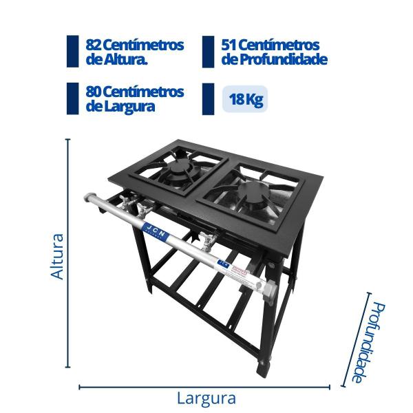 Imagem de Fogão Industrial 2 Bocas 30x30 Baixa Pressão P7 JCN