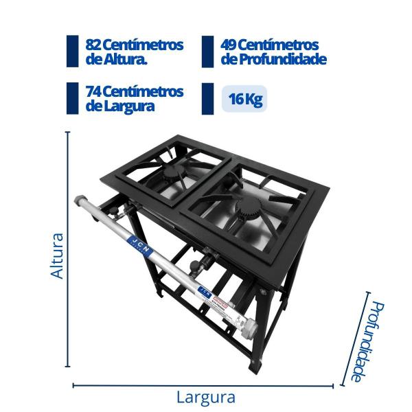 Imagem de Fogão Industrial 2 Bocas 30x30cm Alta Pressão P5 JCN