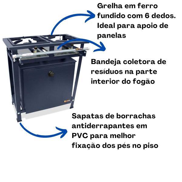 Imagem de Fogão Industrial 2 Bocas Alta Pressão P5 com Forno 57L Metalfour