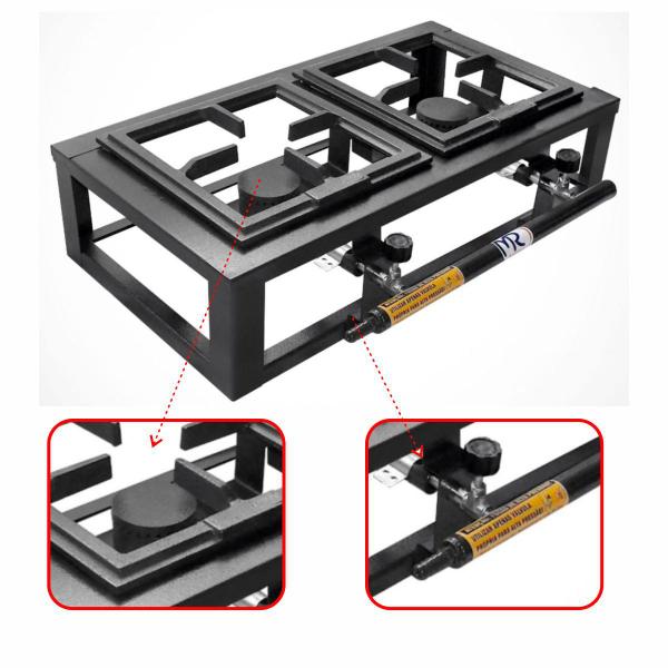 Imagem de Fogão Industrial 2 Bocas C/ Mangueira Registro Alta Pressão