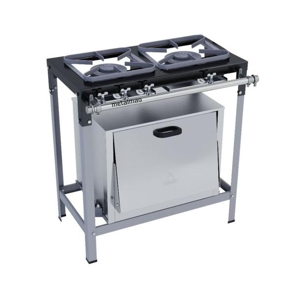 Fogão Industrial 2 Bocas Duplas 30X30 com Forno Metalmaq Imagem de Fogão Industrial 2 Bocas Duplas 30X30 com Forno Metalmaq