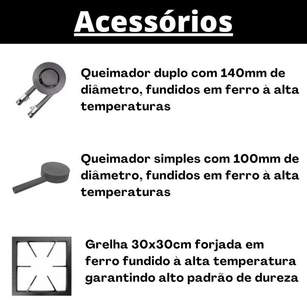 Imagem de Fogão Industrial 2 Bocas P5 com Chapa Bifeteira Baixa Pressão 1QS 1QD Metalfour