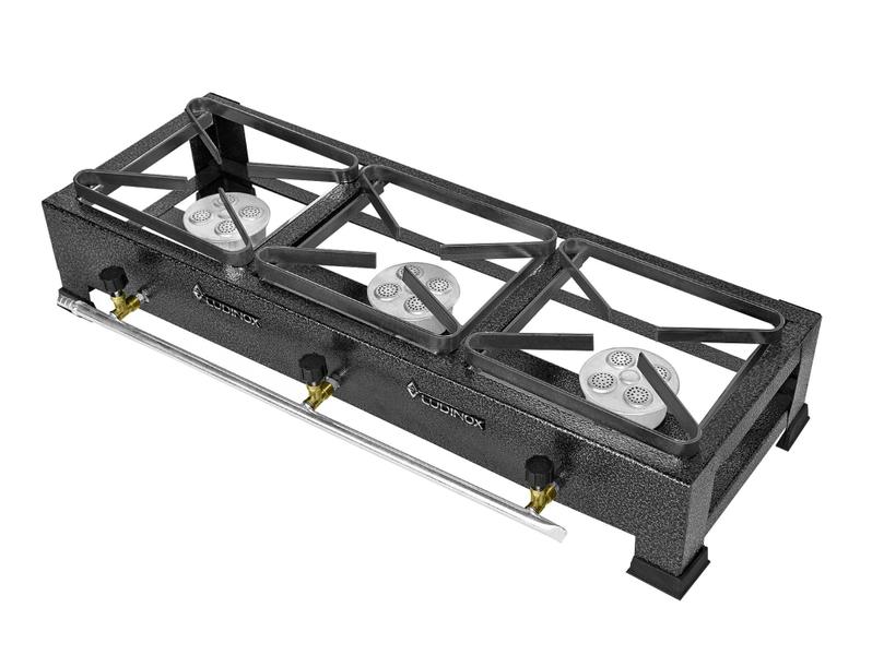 Fogão Industrial 3 Bocas 20x20 Alta Pressão De Mesa Completo - LUDINOX Imagem de Fogão Industrial 3 Bocas 20x20 Alta Pressão De Mesa Completo