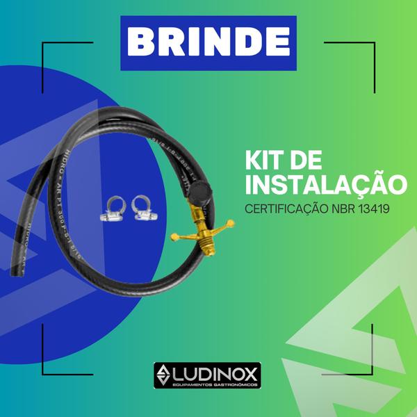 Fogão Industrial 3 Bocas 20x20 Alta Pressão De Mesa Completo - LUDINOX Imagem de Fogão Industrial 3 Bocas 20x20 Alta Pressão De Mesa Completo