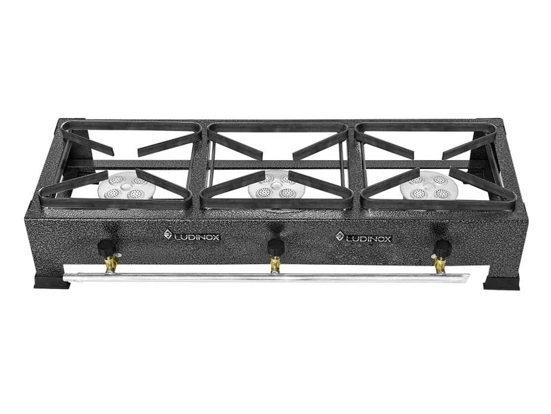 Fogão Industrial 3 Bocas 20x20 Alta Pressão De Mesa Completo - LUDINOX Imagem de Fogão Industrial 3 Bocas 20x20 Alta Pressão De Mesa Completo