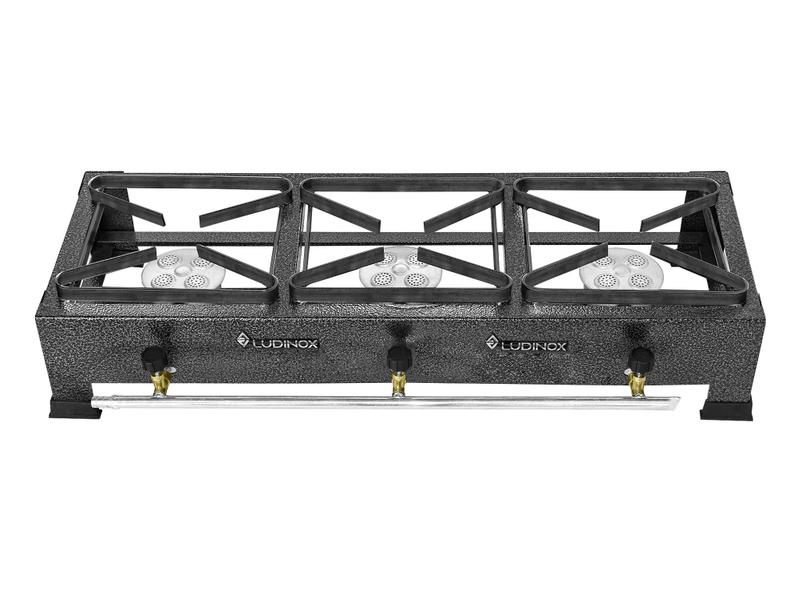 Imagem de Fogão Industrial 3 Bocas 20x20 Alta Pressão Mesa Com Chapa + kit gás 