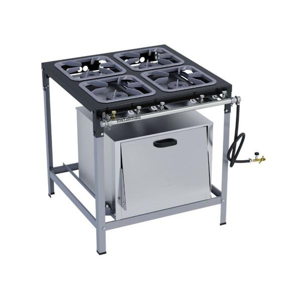 Imagem de Fogão Industrial 4 Bocas 30X30 Alta Pressão com Forno S2000 Metalmaq