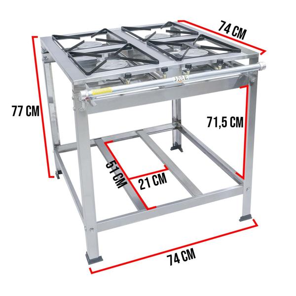 Imagem de FOGÃO Industrial 4 Bocas 30X30 Alta Pressão Queimadores Caulim