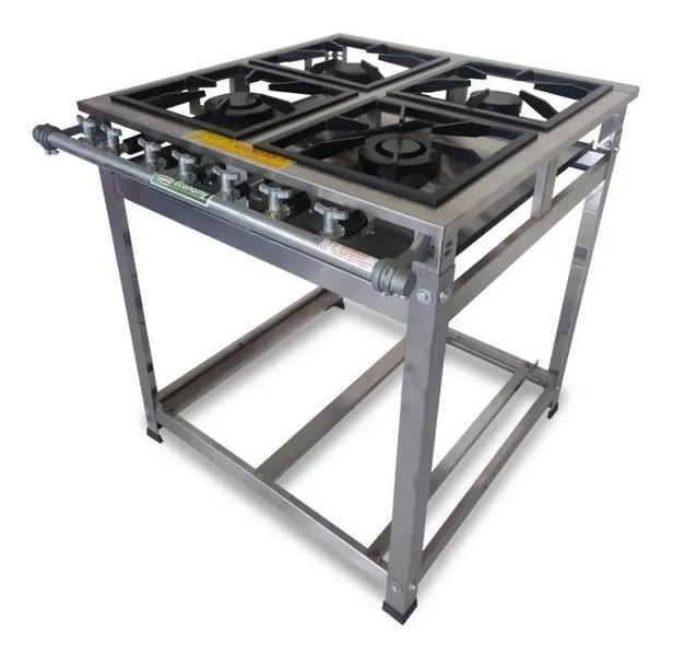 Fogão Industrial 4 Bocas 30x30 Baixa Pressão P5 Aço Inox - MR FOGÕES Imagem de Fogão Industrial 4 Bocas 30x30 Baixa Pressão P5 Aço Inox