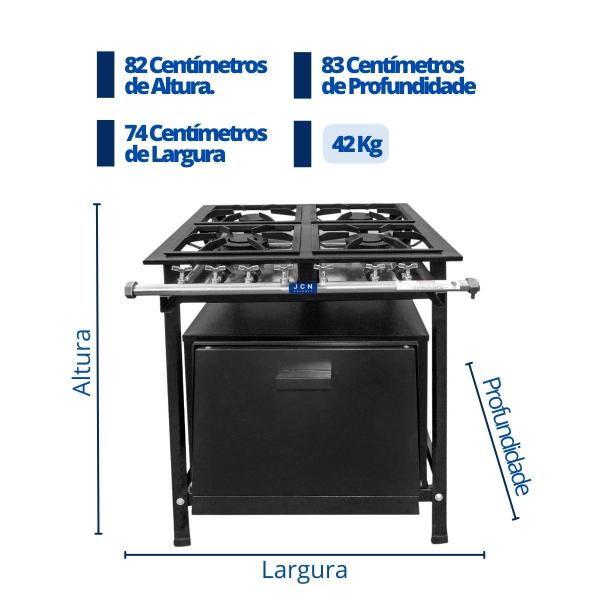 Imagem de Fogão Industrial 4 Bocas 30x30 Baixa Pressão P5 com Forno JCN