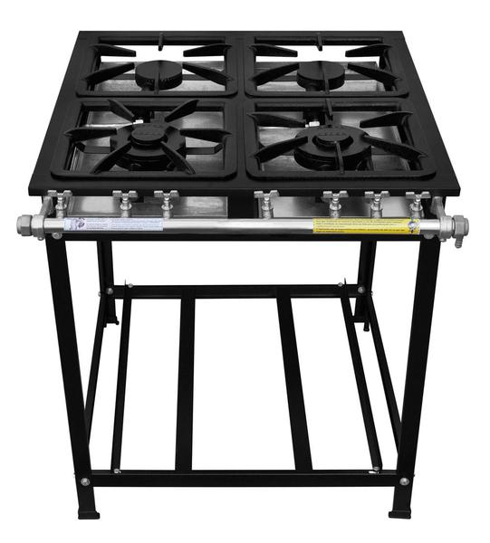 Fogão Industrial 4 Bocas 30x30 Baixa Pressão Perfil 5 À Gás - LEONA Imagem de Fogão Industrial 4 Bocas 30x30 Baixa Pressão Perfil 5 À Gás