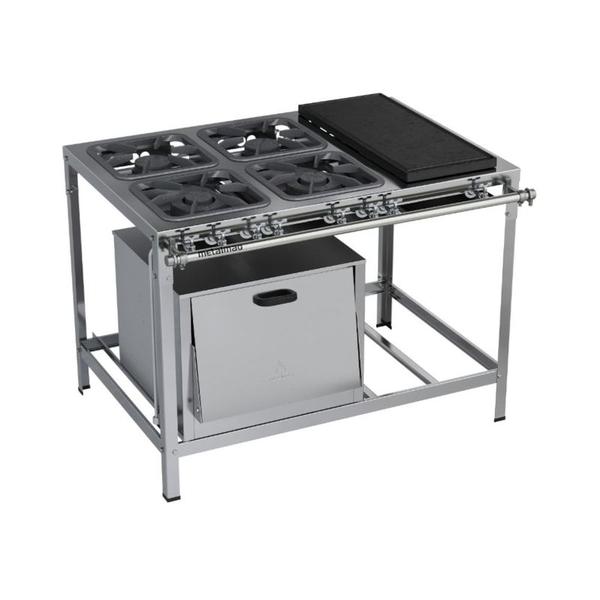 Imagem de Fogão Industrial 4 Bocas 30x30 Inox Chapa Forno Top Metalmaq