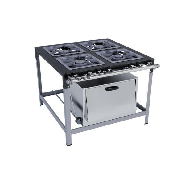 Imagem de Fogão Industrial 4 bocas 40x40 com Forno 2 Queimadores Duplos Metalmaq