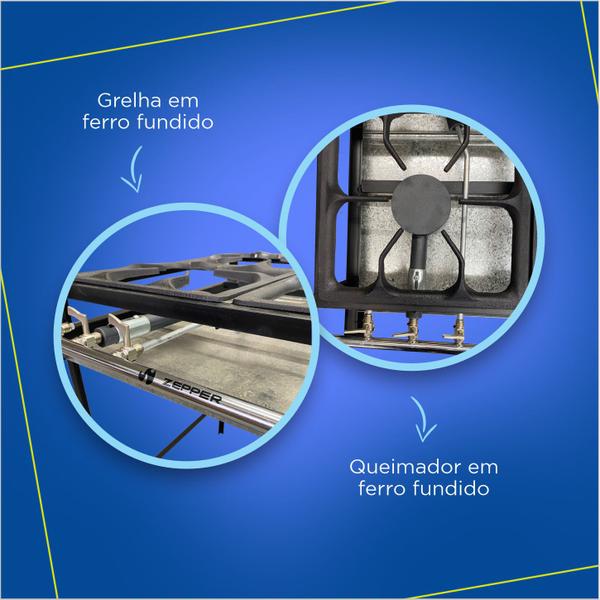 Imagem de Fogão Industrial 4 Bocas Baixa pressão ZPFG04S  A Gas Zepper