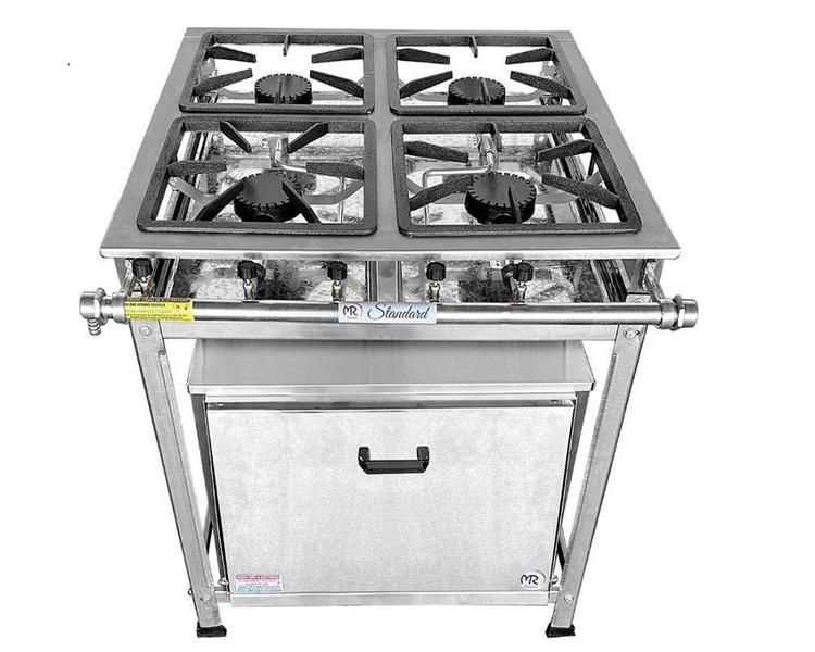Fogão Industrial 4 Bocas Em Inox Alta Pressão Com Forno Mr Fogões Imagem de Fogão Industrial 4 Bocas Em Inox Alta Pressão Com Forno Mr Fogões