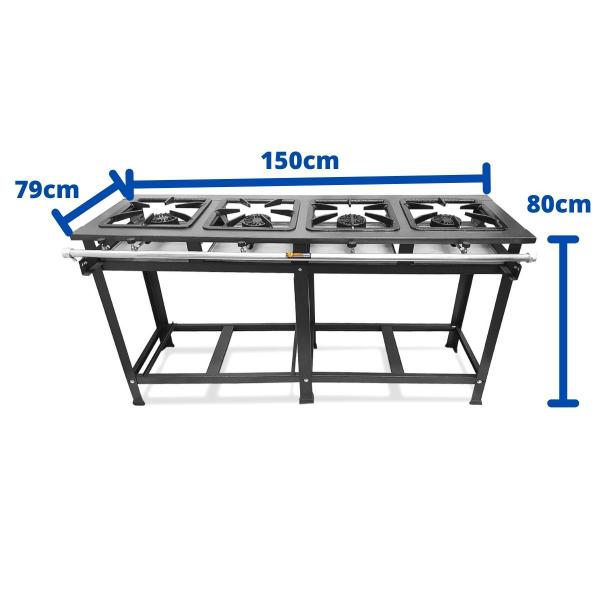 Imagem de Fogão Industrial 4 Bocas em Linha 30x30 Alta Pressão P7 MetalFour