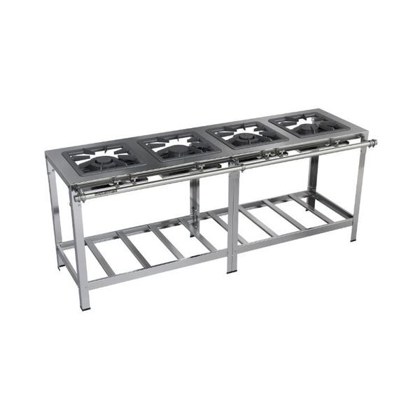 Fogão Industrial 4 Bocas em Linha 40x40 Luxo Aço Inox Metalmaq Imagem de Fogão Industrial 4 Bocas em Linha 40x40 Luxo Aço Inox Metalmaq