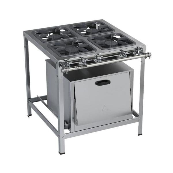 Imagem de Fogão Industrial 4 Bocas Simples 30x30 Inox Forno Top Metalmaq