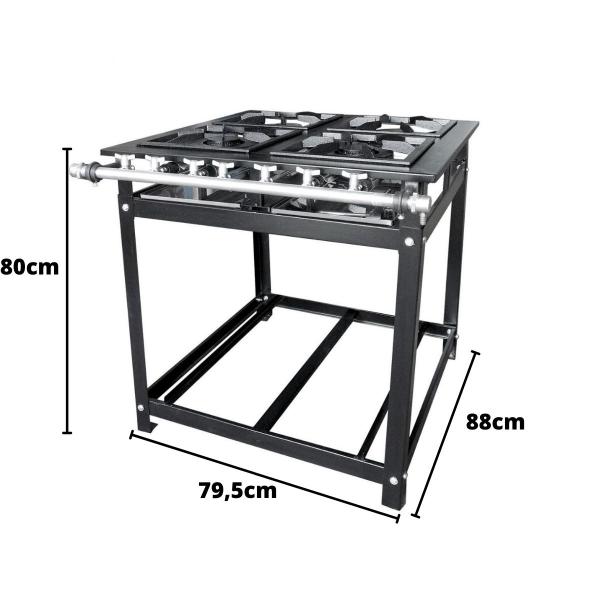Imagem de Fogão Industrial 4 Bocas Simples e Duplo 30X30cm P7 - FC2