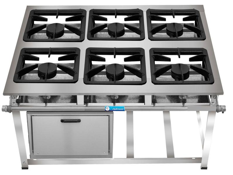 Imagem de Fogão Industrial 6 Bocas 30x30 Alta P5 em Aço Inox com Forno