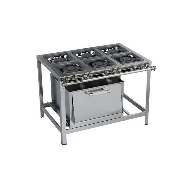 Imagem de Fogão Industrial 6 Bocas 30x30 com Forno Aço Inox Metalmaq