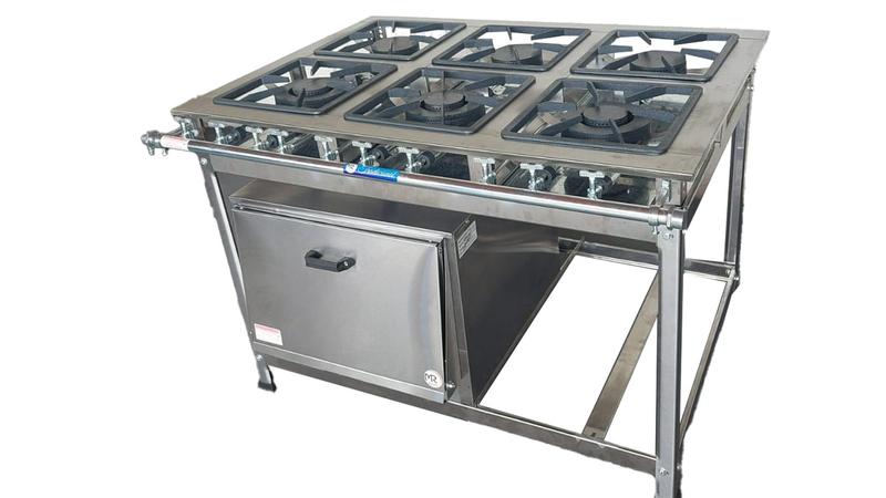 Fogão Industrial 6 Bocas 30x30 Perfil 5 Em Aço Inox E Forno - MR FOGÕES Imagem de Fogão Industrial 6 Bocas 30x30 Perfil 5 Em Aço Inox E Forno