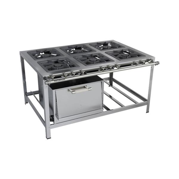 Fogão Industrial 6 Bocas 40x40 com Forno Aço Inox Metalmaq Imagem de Fogão Industrial 6 Bocas 40x40 com Forno Aço Inox Metalmaq