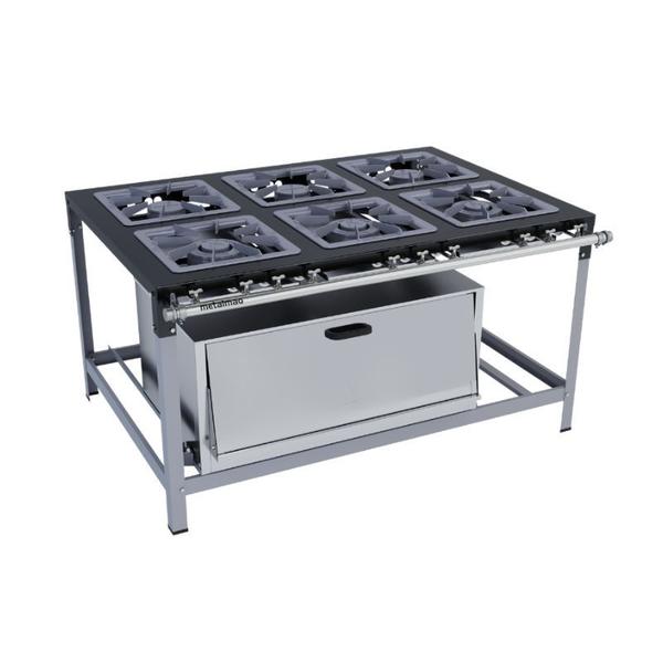 Fogão Industrial 6 Bocas 40X40 com Super Forno Metalmaq Imagem de Fogão Industrial 6 Bocas 40X40 com Super Forno Metalmaq