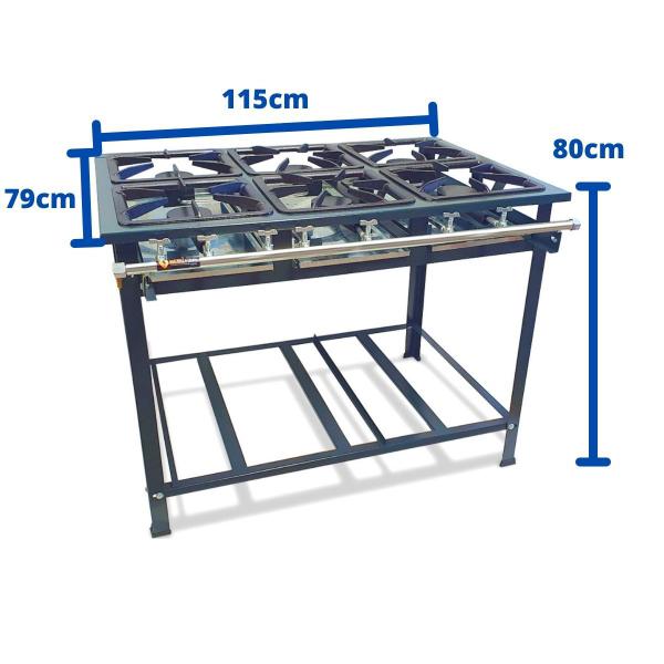 Imagem de Fogão Industrial 6 Bocas Baixa Pressão P7 de Piso 6QS Metalfour