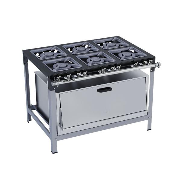 Fogão Industrial 6 Bocas Duplas 30X30 com Super Forno Metalmaq Imagem de Fogão Industrial 6 Bocas Duplas 30X30 com Super Forno Metalmaq
