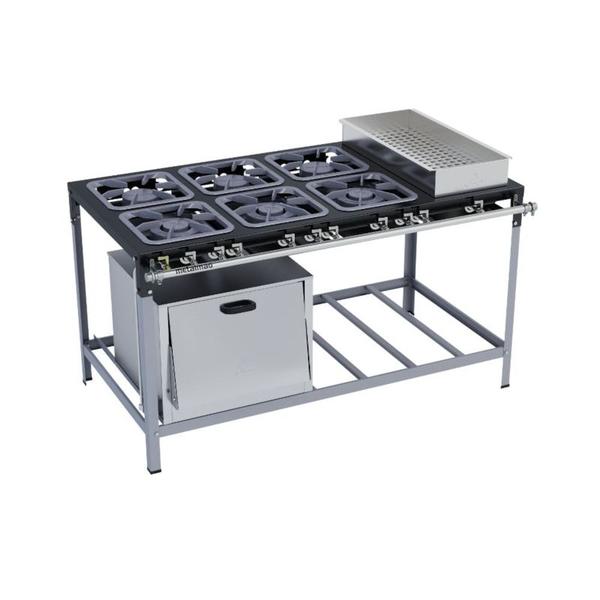 Imagem de Fogão Industrial 6 Bocas Grelhas 30X30 com Banho Maria e Forno M23 S2000 Metalmaq