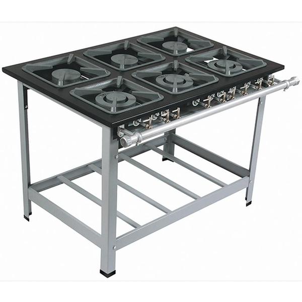 Imagem de Fogao Industrial 6 Bocas M-15 Q/d Super Luxo 40X40 Perfil 9 Cm Com Porta Panela - Metalmaq