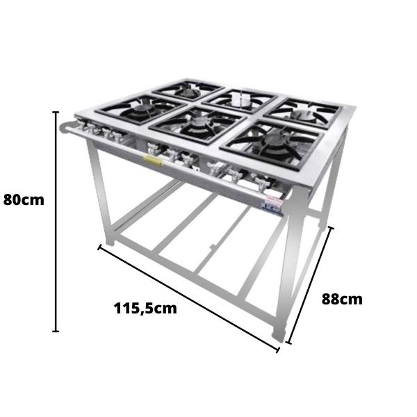 Imagem de Fogão Industrial 6 Bocas Simples e Duplo Inox 30X30cm P7  Copametal